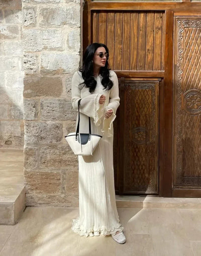 MALYRA Elegantes Maxikleid mit Romantischen Rüschen