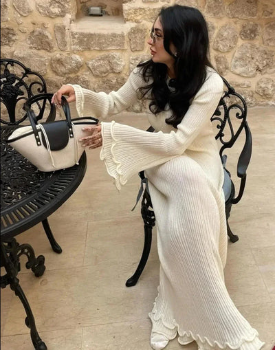 MALYRA Elegantes Maxikleid mit Romantischen Rüschen