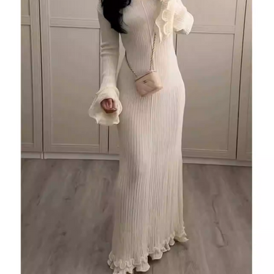 MALYRA Elegantes Maxikleid mit Romantischen Rüschen