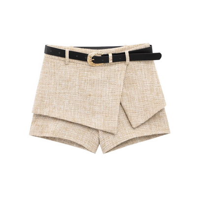 MALYRA Stilvolles Bouclé-Jersey Set mit Kurzer Weste und Hosenrock